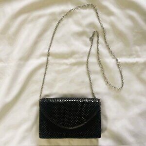 Lulu Townsend Purse Black Evening Sparkles Silvertone Chain 7 x 5 x 1.2 in